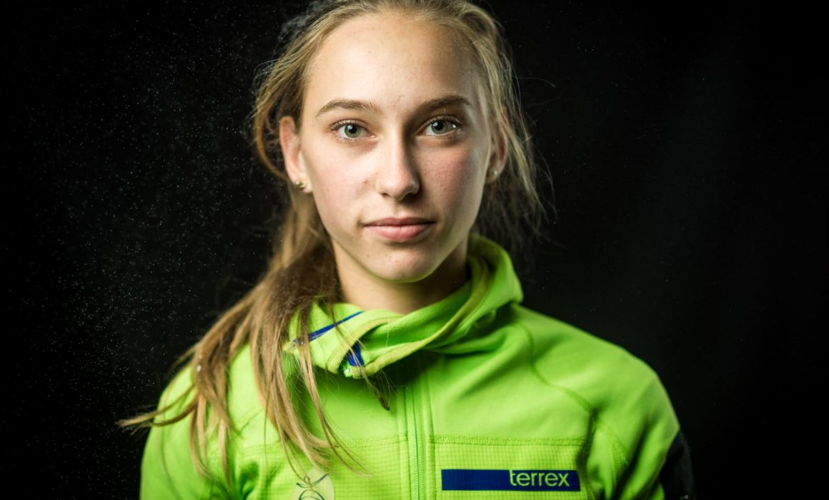 Portrait of top Slovenian climber Janja Garnbret