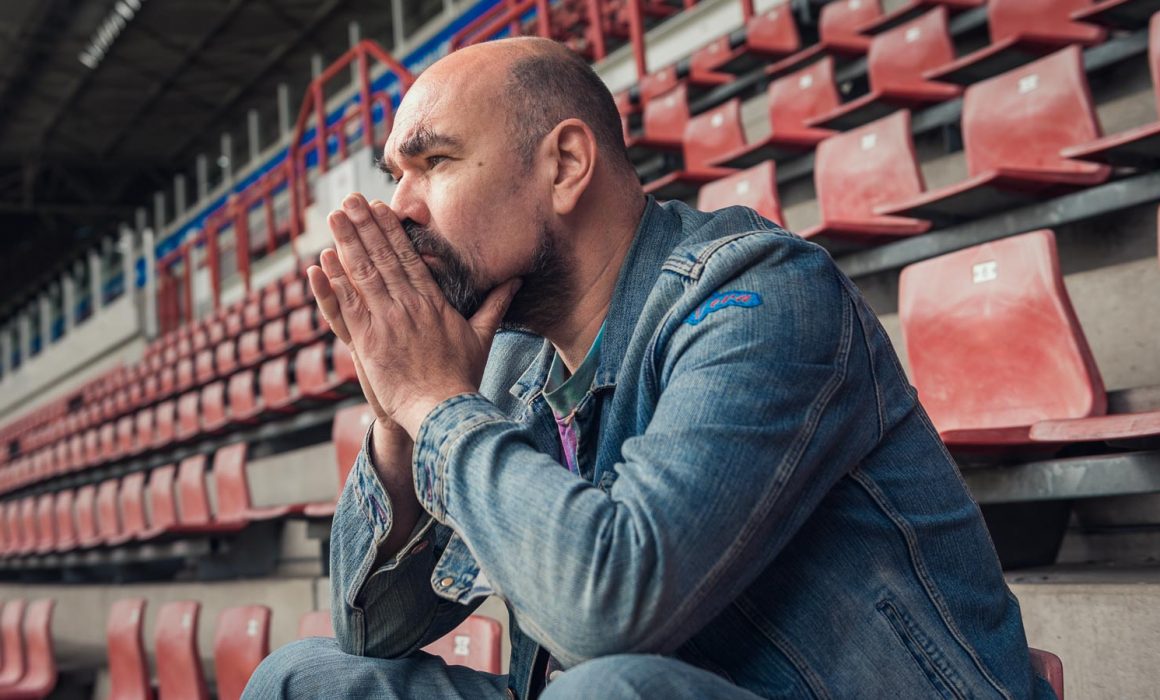 Portrait of actor Cees Geel in the Philips Stadium for a PSV Eindhoven marketing campaign