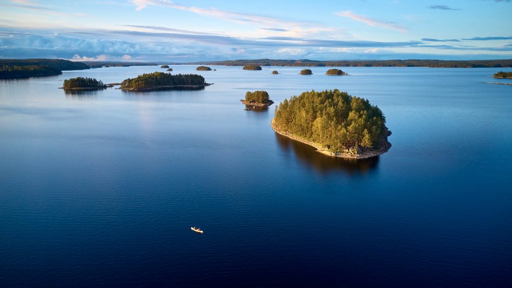 Group of small islands on a big Swedish lake