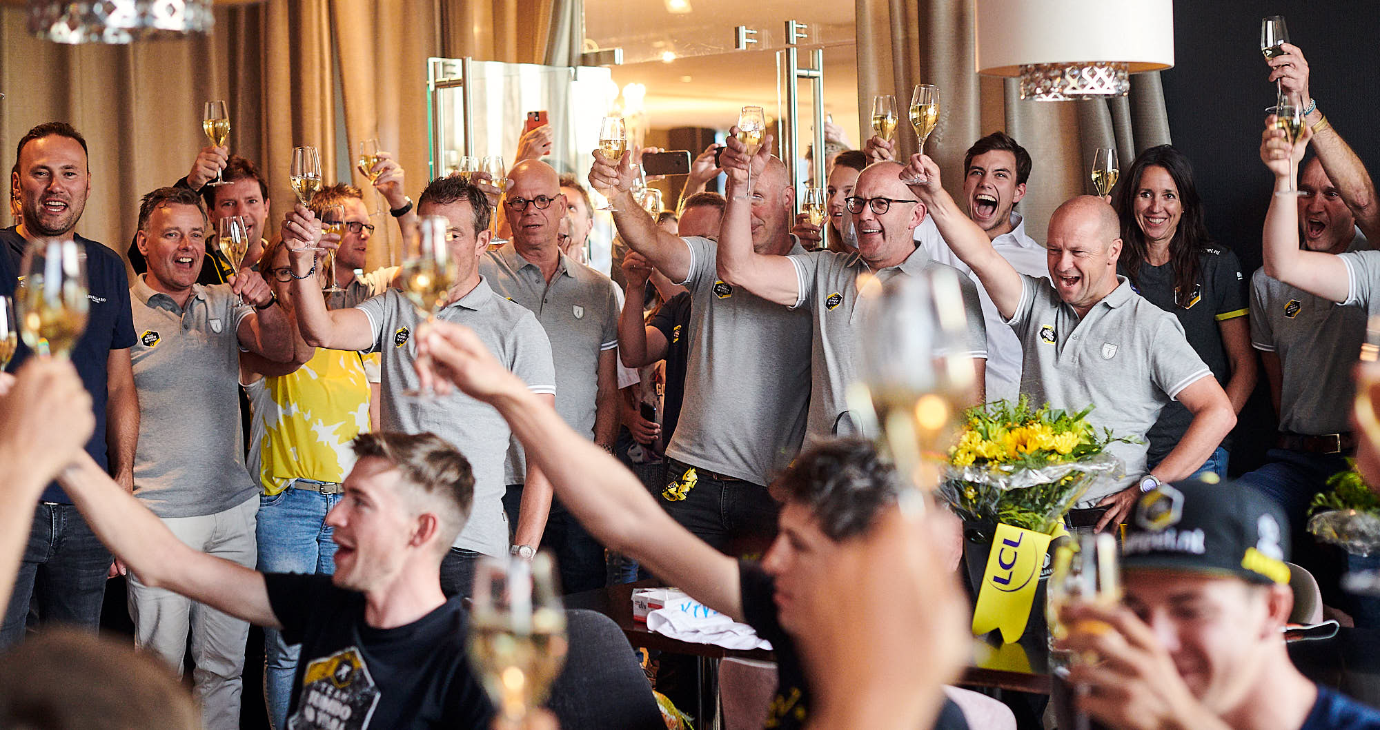 Staff making a toast