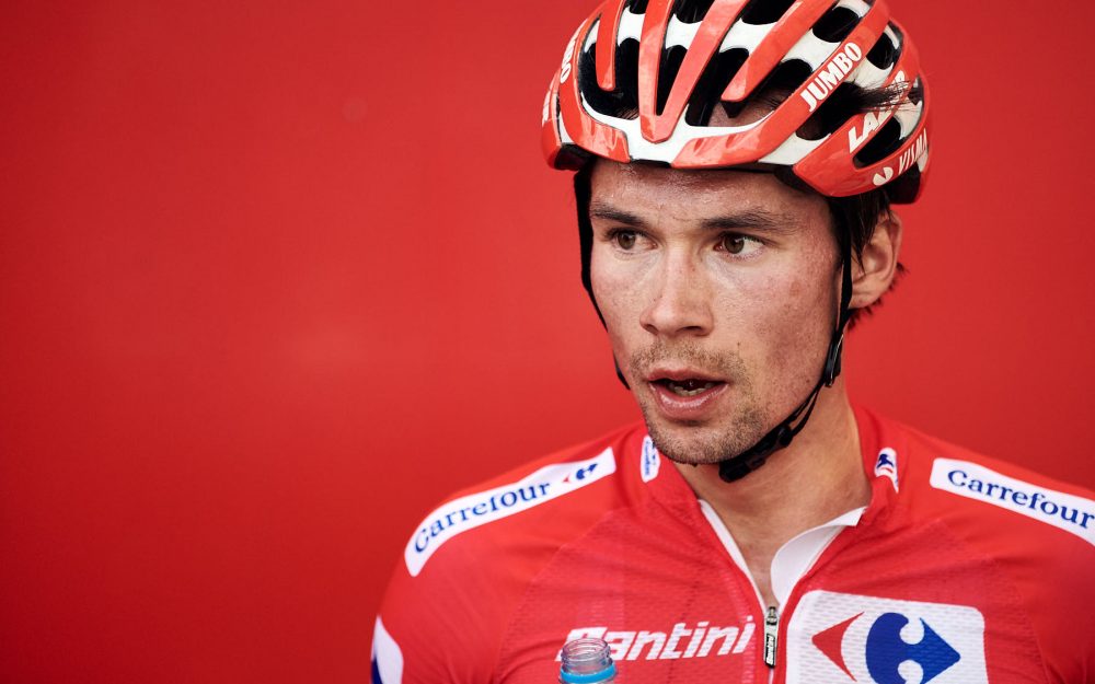 Primoz Roglic after a stage in La Vuelta 2019 in Spain