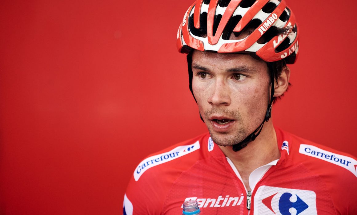 Primoz Roglic after a stage in La Vuelta 2019 in Spain